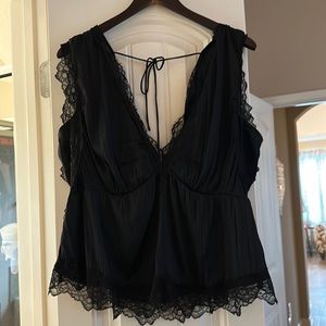 Anthropologie black lace sleeveless blouse - Size XL